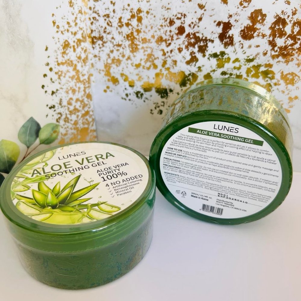 Lunes Aloe Vera Soothing Gel 100% Pure 300ml (10.58oz ) Made In Korea